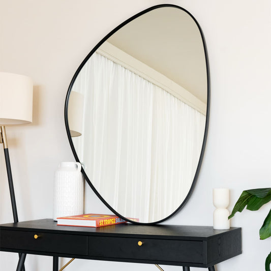 Izumi - Black Metal Irregular Pebble Mirror - 120cm X 90cm