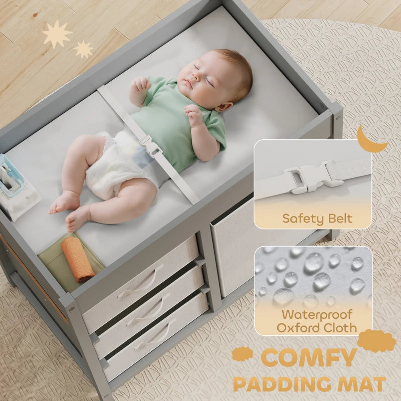 AIYAPLAY Baby Changing Unit with 4 Storage Drawers
