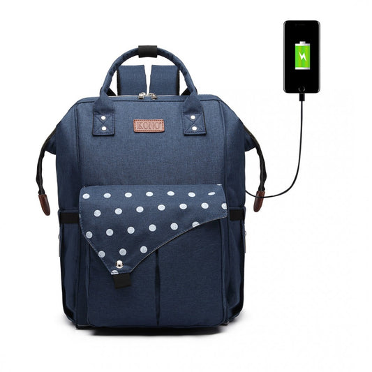 Kono Polka Dot Maternity Backpack Bag Navy