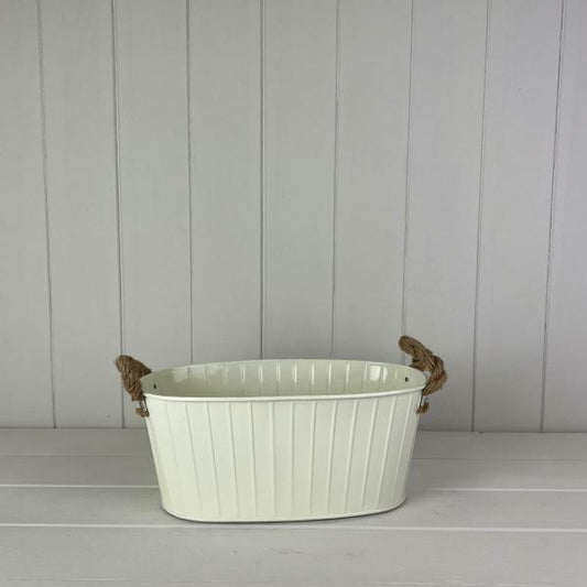 Cream Oval Tapered Trough with Rope Handles