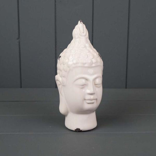 White Ceramic Buddha Head 19cm x 5.5cm