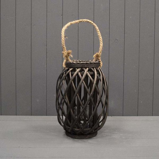 33cm Black Wicker Lantern