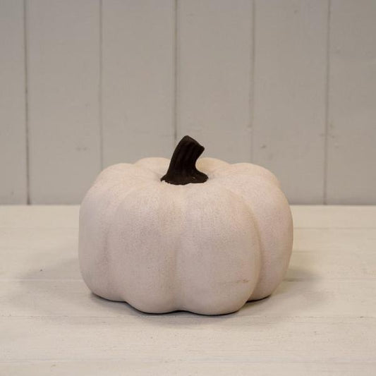 Cotton White Medium Ceramic Pumpkin Ornament