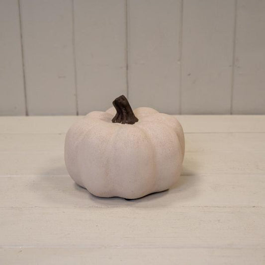 Cotton White Small Ceramic Pumpkin Ornament