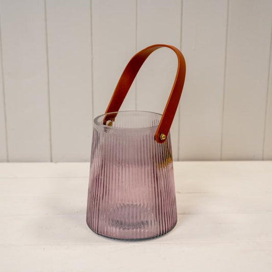 Amethyst Glass Lantern L13.1cm W13.1cm H15.3cm