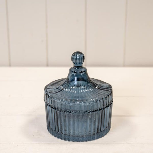 Blue Glass Decorative Jar L10.5cm W10.5cm H12.5cm