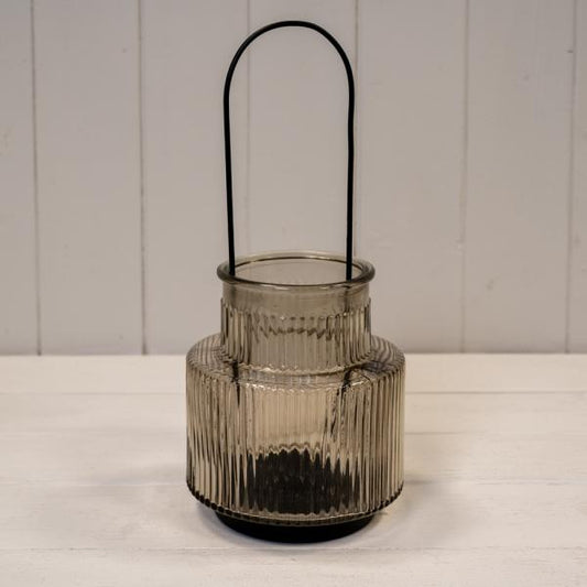 Smokey Brown Large Glass Candle Holder with handle