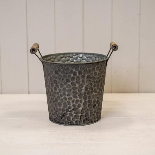 Zinc pot with hammered finish (indent) and ears D18.5cm H16.5cm