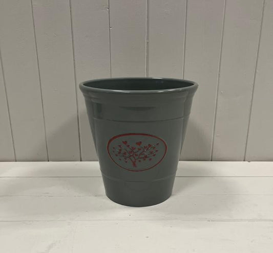 Grey Round Love Heart Tree Recycled Plastic Planter D23cm 5.6LTR