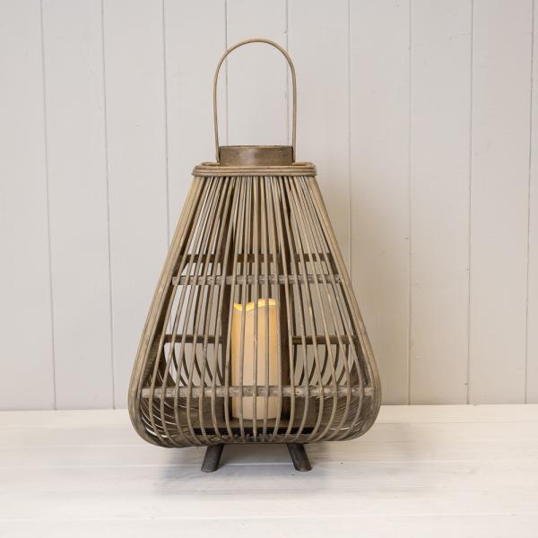 Medium Bamboo Lantern with LED Candle H40, D29cm