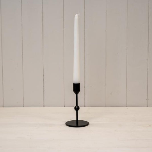 Small Black Single Candle Holder with Ball Detail