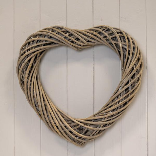 Grey Heart Thick Willow Wreath 40cm