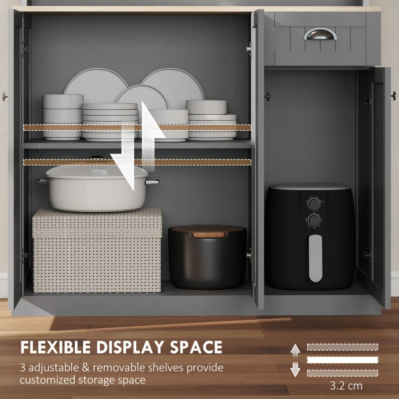 HOMCOM 180cm Freestanding Kitchen Cabinet - Grey