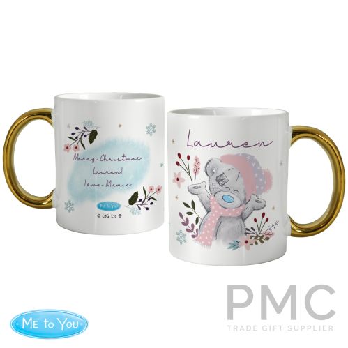 Personalised Me to You Cosy Winter Gold Handled Mug