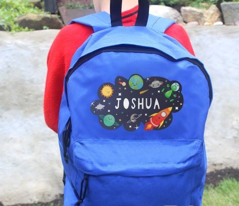 Personalised Space Blue Backpack