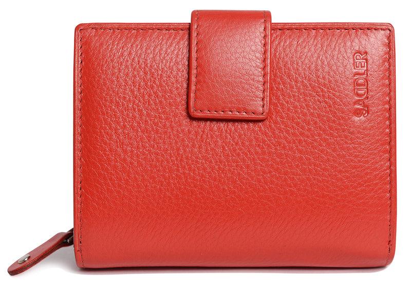 SADDLER EMILY Handmade Leather Mid-Size Wallet – RFID Protected | 10 Card Slots, Secure Tab Closure & Zipped Coin Pocket | Gift Boxed