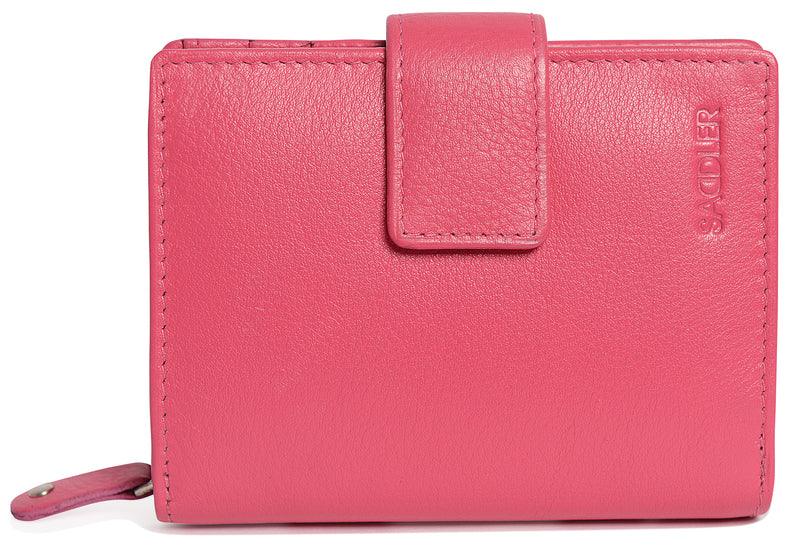 SADDLER EMILY Handmade Leather Mid-Size Wallet – RFID Protected | 10 Card Slots, Secure Tab Closure & Zipped Coin Pocket | Gift Boxed
