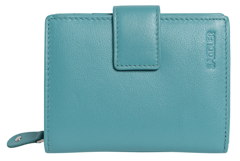 SADDLER EMILY Handmade Leather Mid-Size Wallet – RFID Protected | 10 Card Slots, Secure Tab Closure & Zipped Coin Pocket | Gift Boxed