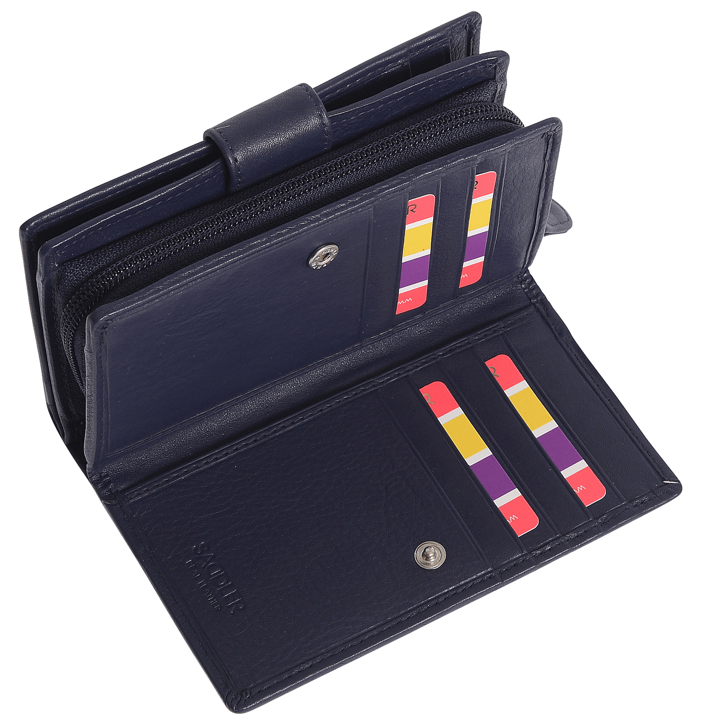 SADDLER GEORGIE Leather Double-Sided Purse - 13 Card Slots, Generous Space for Notes and Coins - RFID Protected