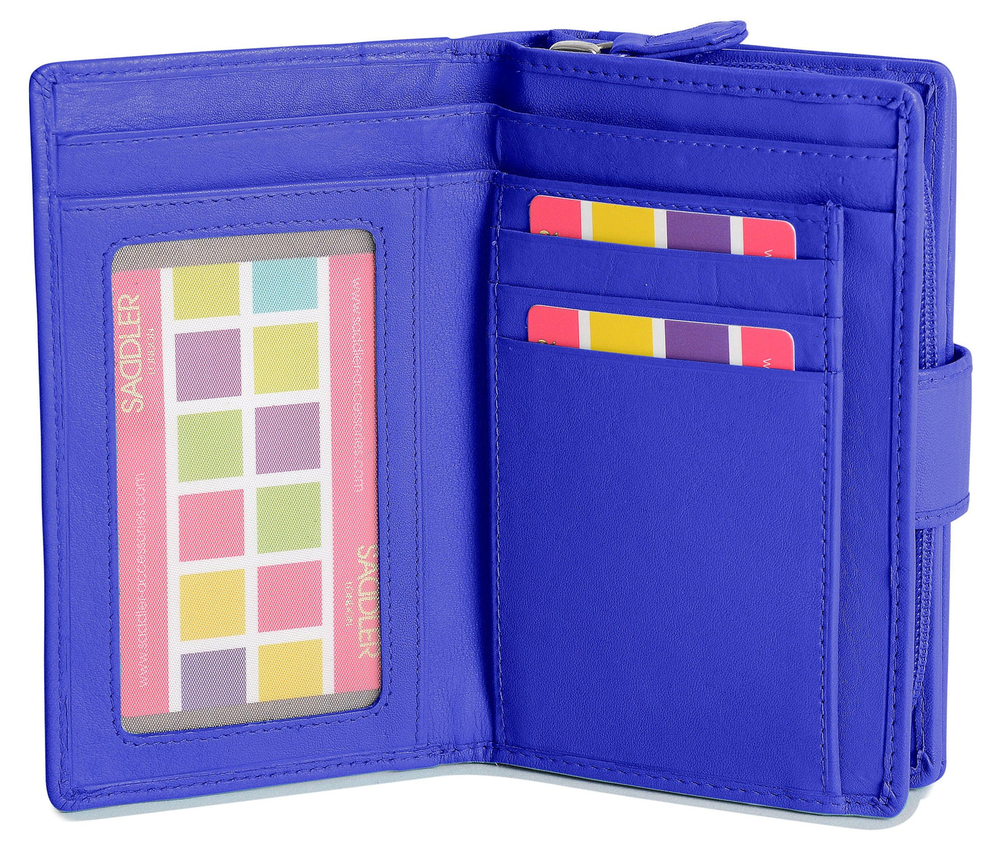 SADDLER GEORGIE Leather Double-Sided Purse - 13 Card Slots, Generous Space for Notes and Coins - RFID Protected