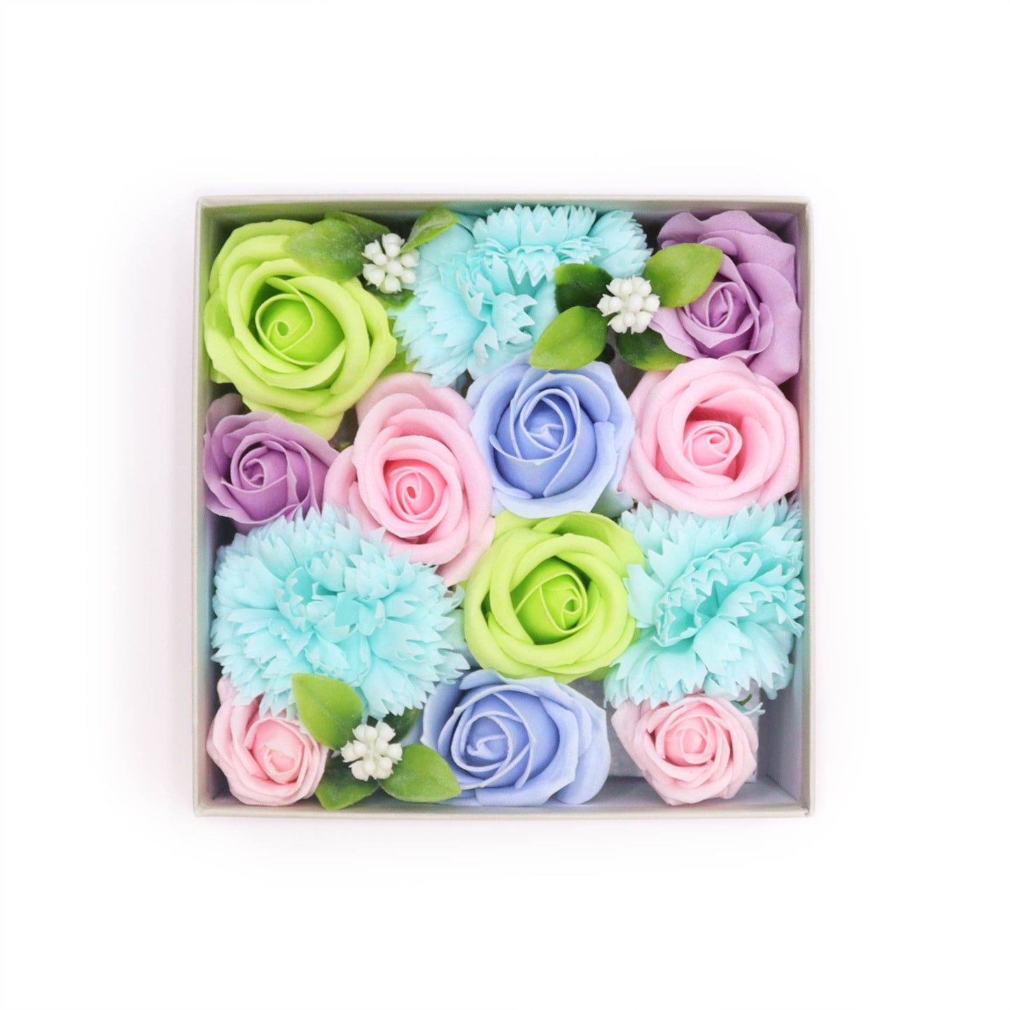 Soap Flower Gift Box -Square Box - Baby Blessings - Blues