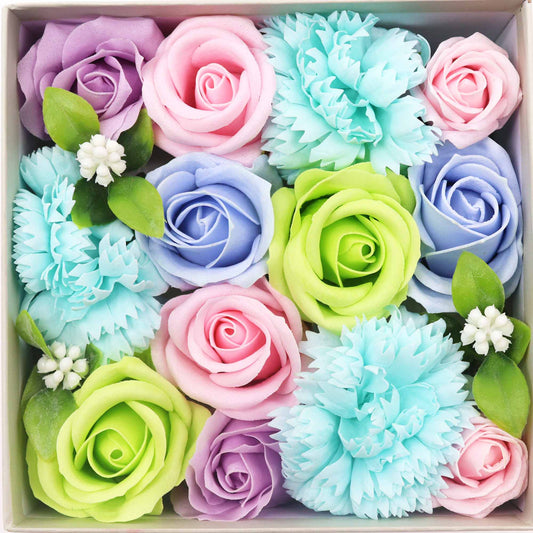 Soap Flower Gift Box -Square Box - Baby Blessings - Blues