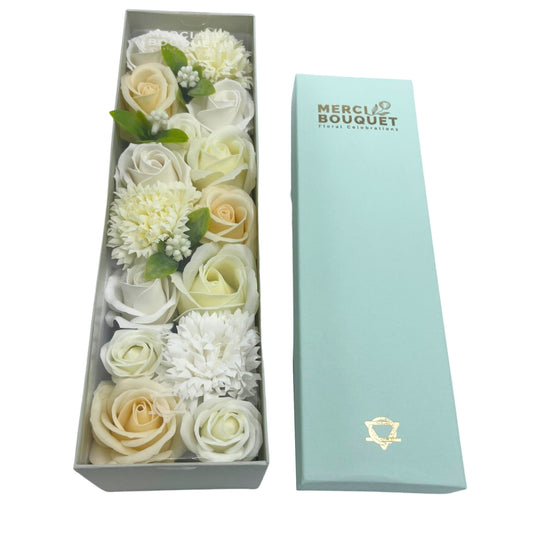 Soap Flower Gift Box - Long Box - Wedding Blessings - White & Ivory