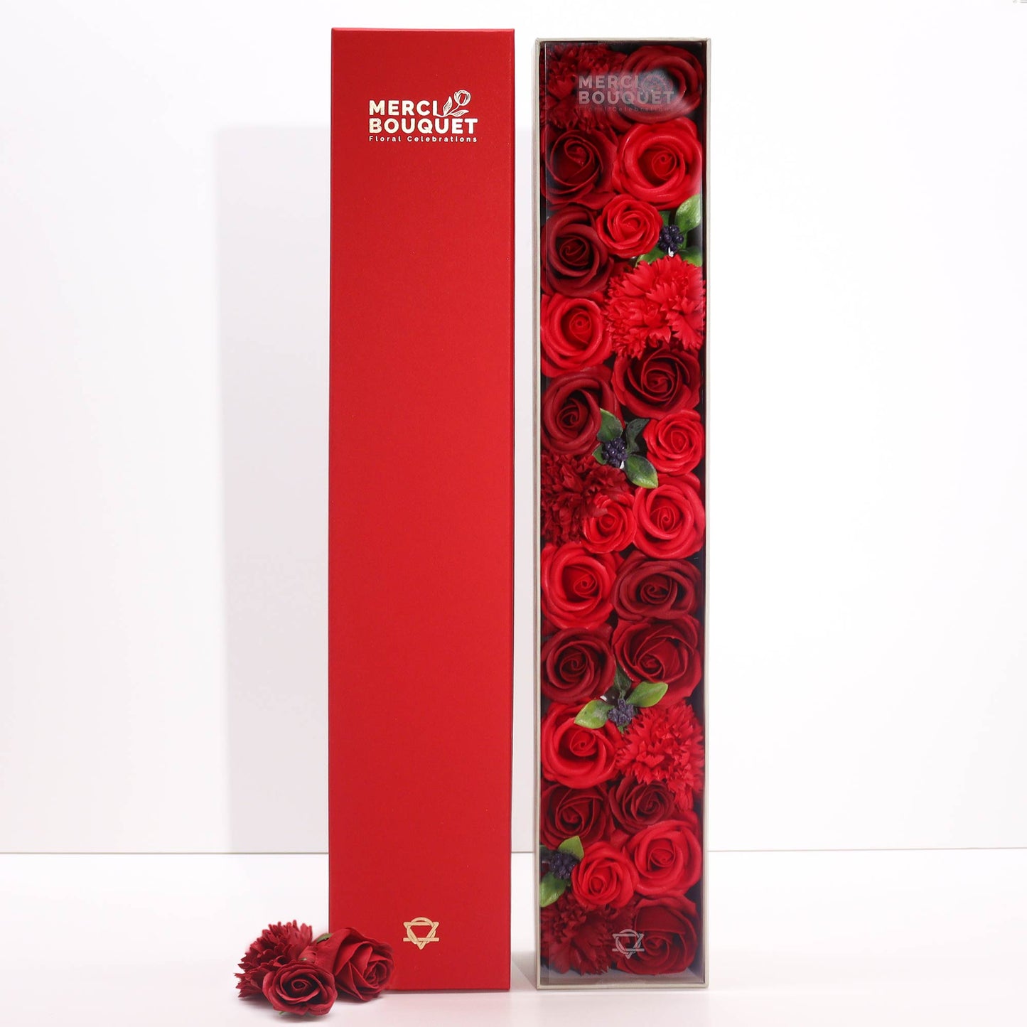 Soap Flower Gift Box - Extra Long - Classic Red Roses