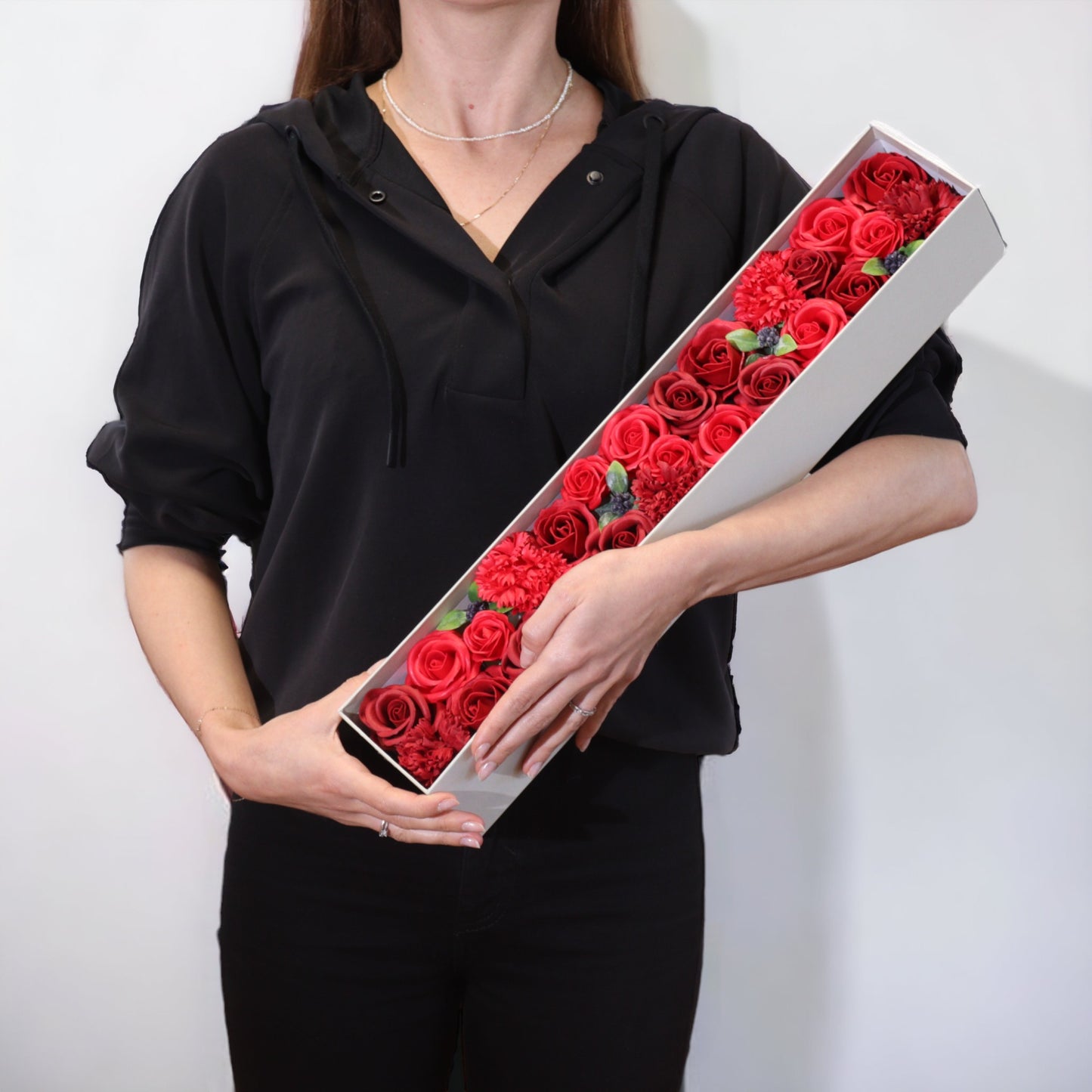 Soap Flower Gift Box - Extra Long - Classic Red Roses