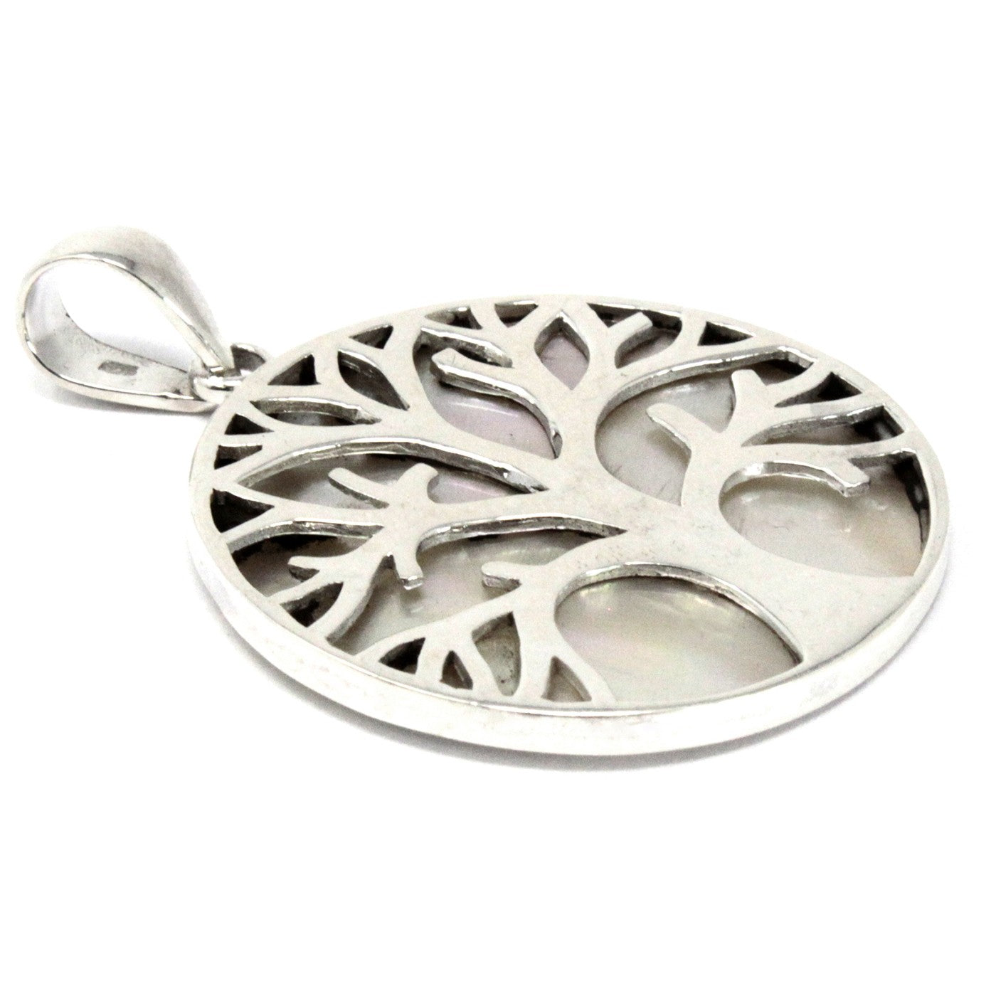 Tree of Life Silver Pendant 30mm - Mother of Pearl