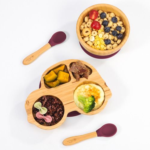 Vinsani Bamboo Car Plate,bowl & Spoon