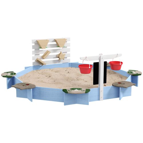 Outsunny Kids Sandbox, Outdoor Playset, for Ages 3-7 Years - Blue