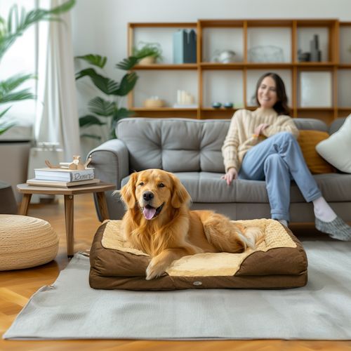 PawHut Dog Bed Calming Pet Bed Dog Mattress for Large Dogs - Brown