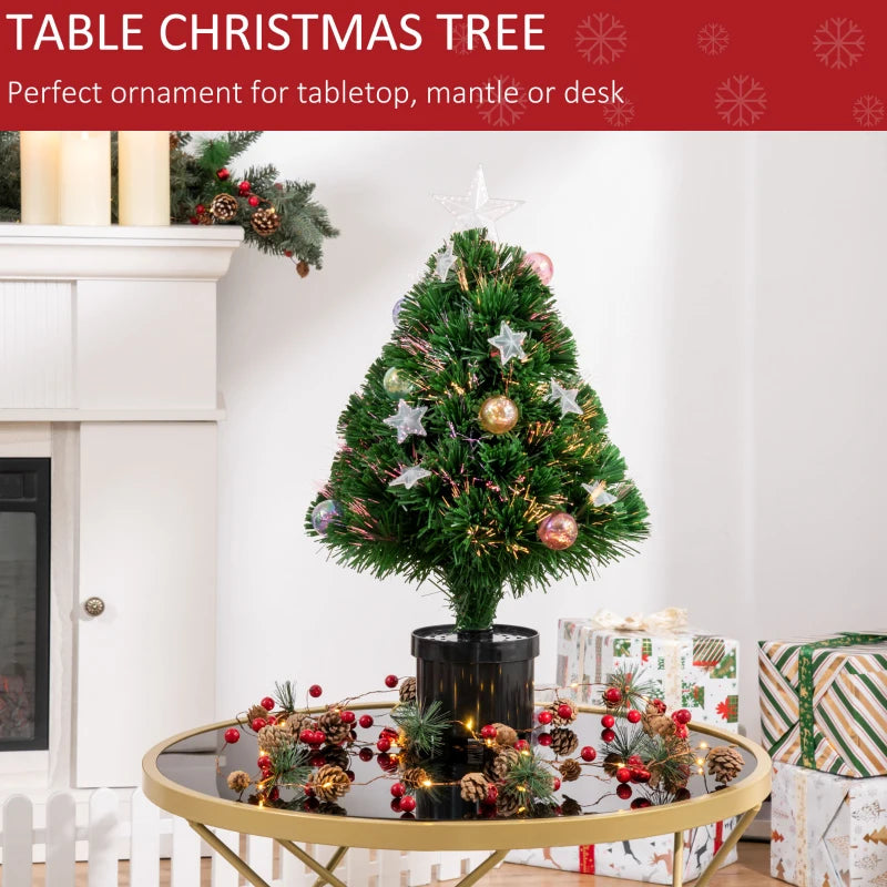 HOMCOM 2FT Pre-lit Artificial Tabletop Christmas Tree