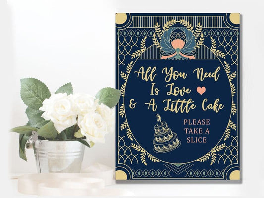 Wedding All You Need Is Cake Art Deco - Metal Wall Sign