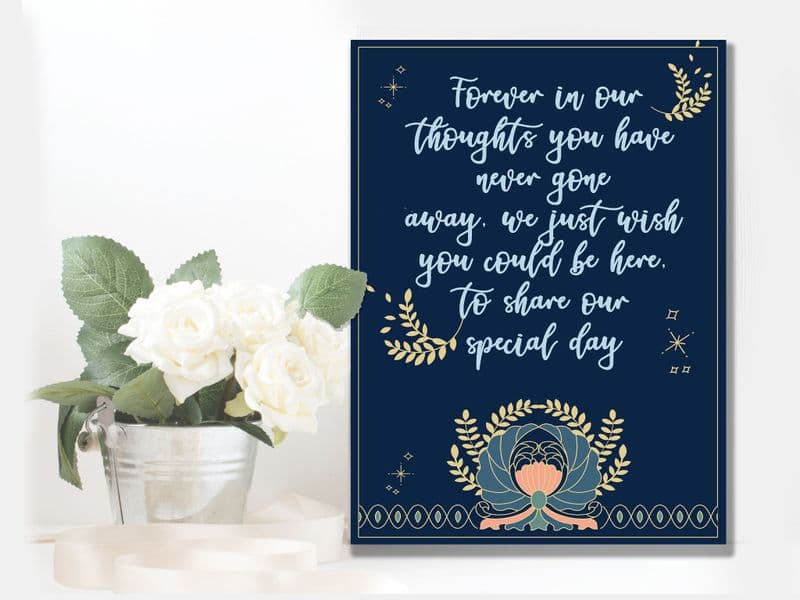 Wedding Forever In Our Thoughts, Lost Ones Art Deco - Metal Wall Sign