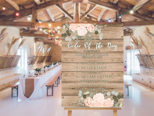 Wedding order of day - Extra Large Metal Wall Sign