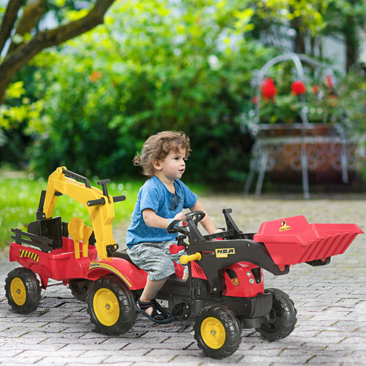 HOMCOM Kids Children Pedal Go Kart Ride On Toy Car Excavator Tractor