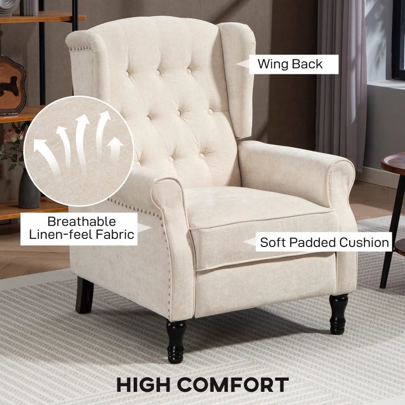 HOMCOM 150° Reclining Vintage Armchair, with footrest - Beige